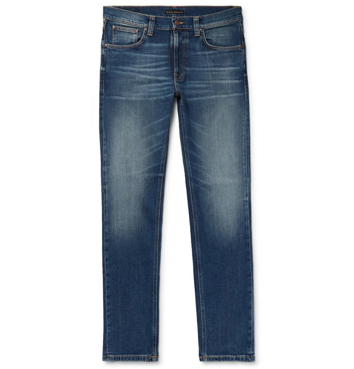 Photo: Nudie Jeans - Lean Dean Slim-Fit Tapered Organic Stretch-Denim Jeans - Dark denim