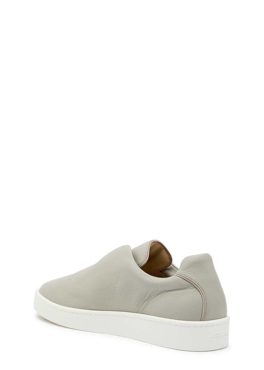 Aurélien Aur3 Grained Leather Sneakers Grey