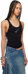 LU'U DAN Black Embroidered Tank Top