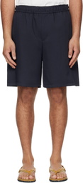 WOOYOUNGMI Navy Embroidered Logo Twill Shorts