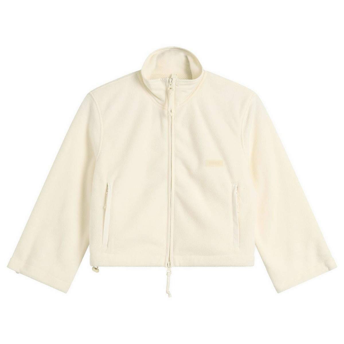 SKIMS Women's Fleece Lounge Shrunken Zip Up Jacket in Ecru