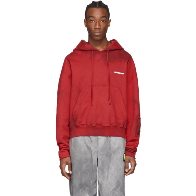 Photo: Off-White Red Tie-Dye Contour Hoodie