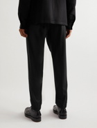 Zegna - Tapered Wool, Silk and Cashmere-Blend Drawstring Trousers - Black