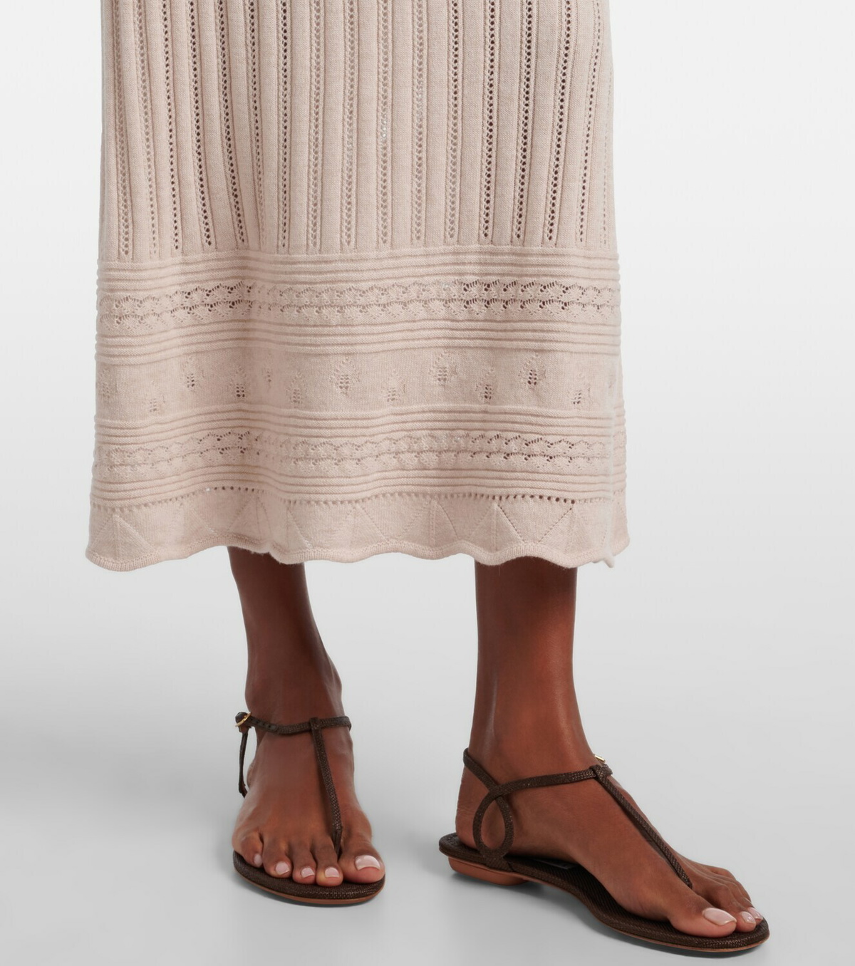 Eres Rythmee pointelle wool and cashmere midi skirt