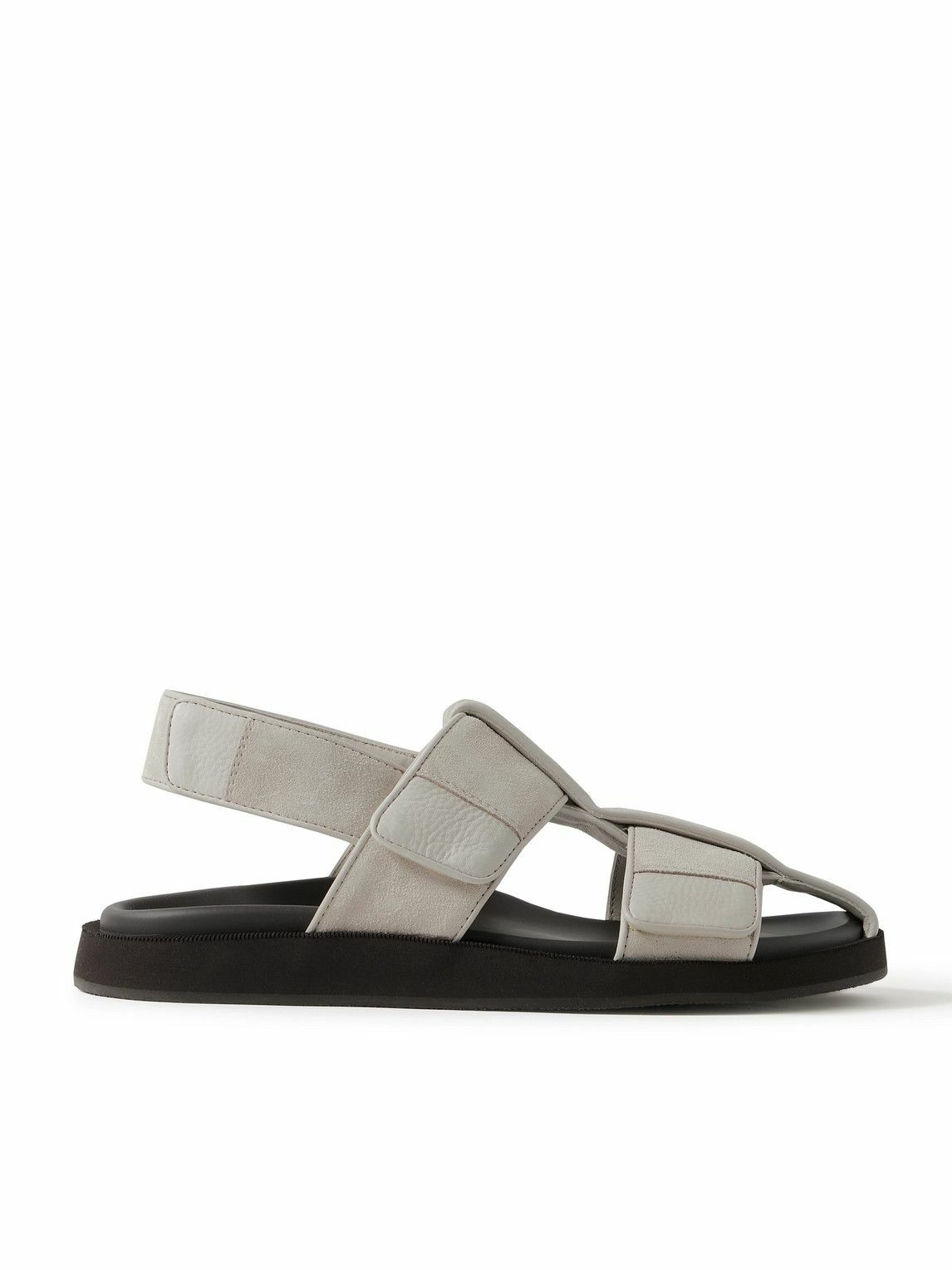 John Lobb - Milford Leather-Trimmed Suede Sandals - Gray