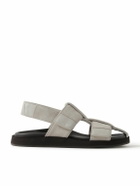 John Lobb - Milford Leather-Trimmed Suede Sandals - Gray