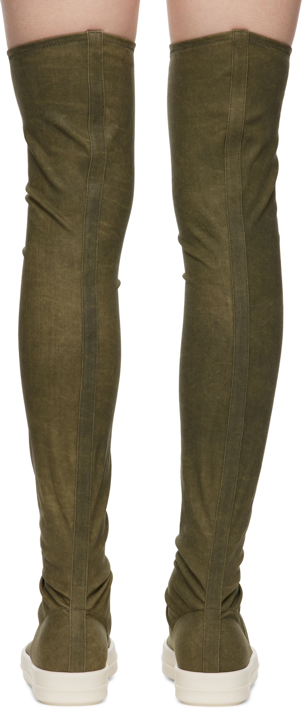 Rick Owens DRKSHDW Khaki Porterville High Sock Sneaks Tall Boots