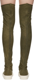Rick Owens DRKSHDW Khaki Porterville High Sock Sneaks Tall Boots