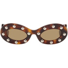 Valentino Brown Oval Sunglasses
