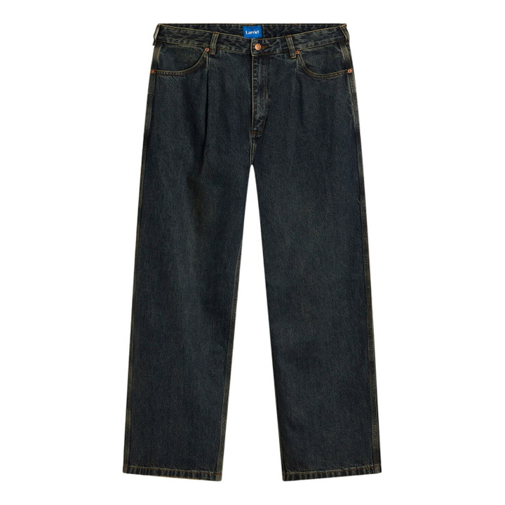 Photo: Larriet Men's Frederick Pleated Denim Jeans in Dirty Indigo