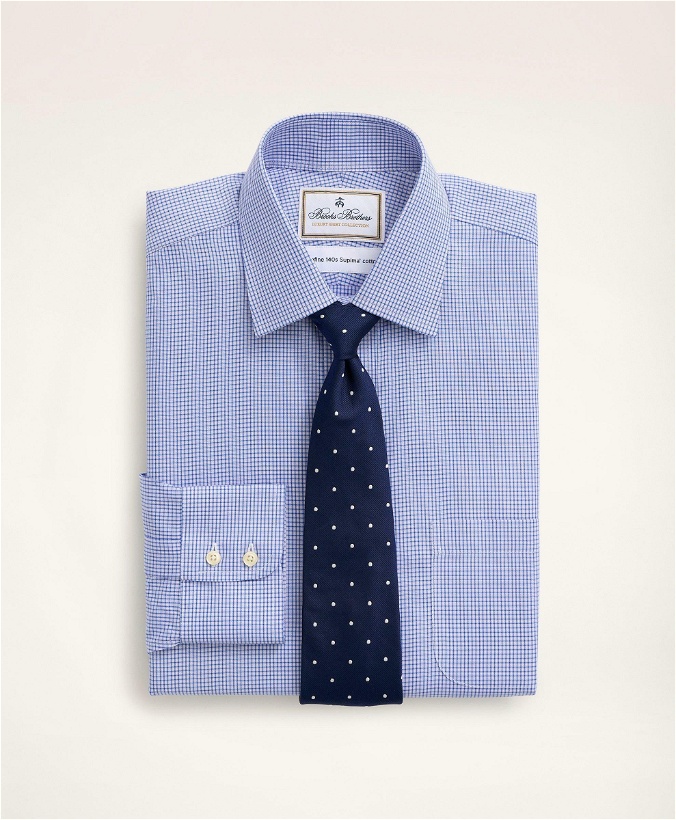 Photo: Brooks Brothers Men's Madison Relaxed-Fit Dress Shirt, Non-Iron Ultrafine Twill Ainsley Collar Micro-Check | Blue