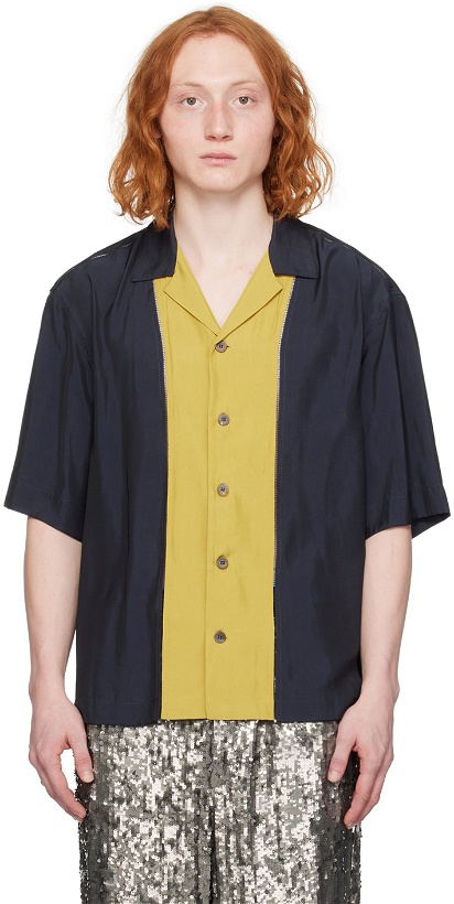 Photo: Dries Van Noten Black & Yellow Paneled Shirt