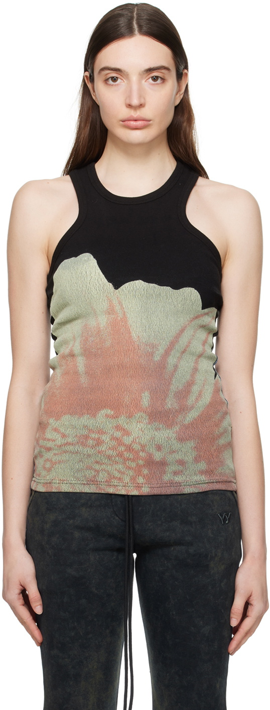 OPEN YY Black Flower Tank Top OPEN YY