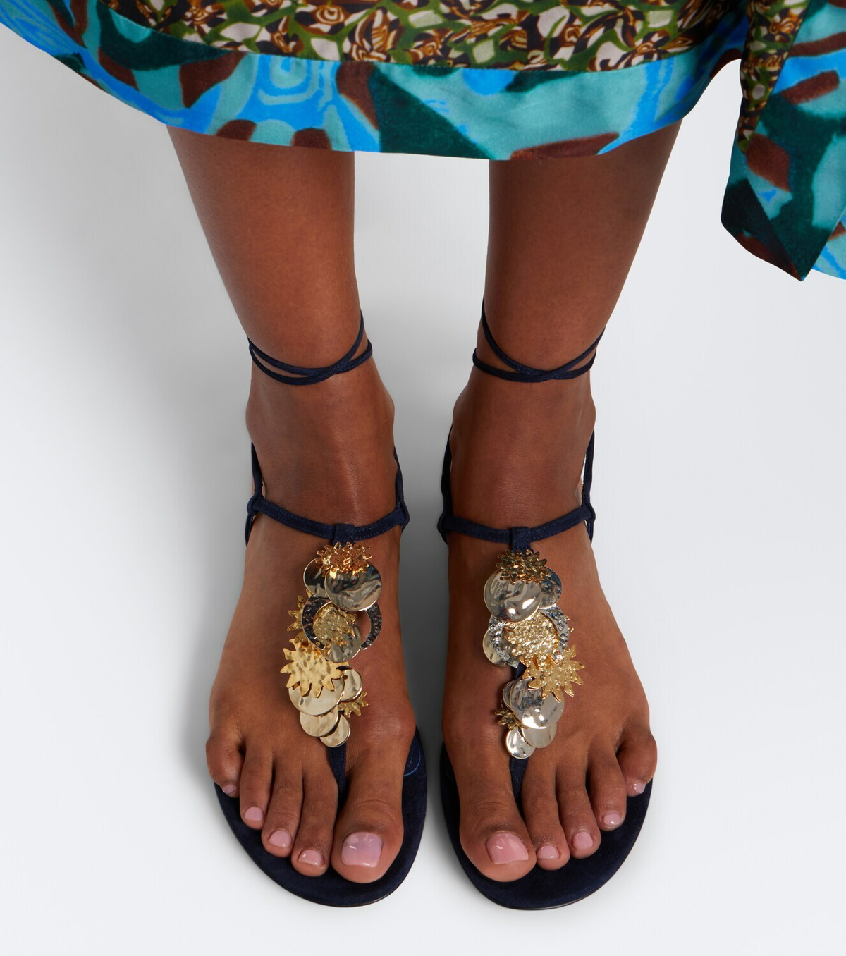 Aquazzura Night Stars embellished suede thong sandals