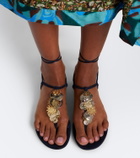Aquazzura Night Stars embellished suede thong sandals