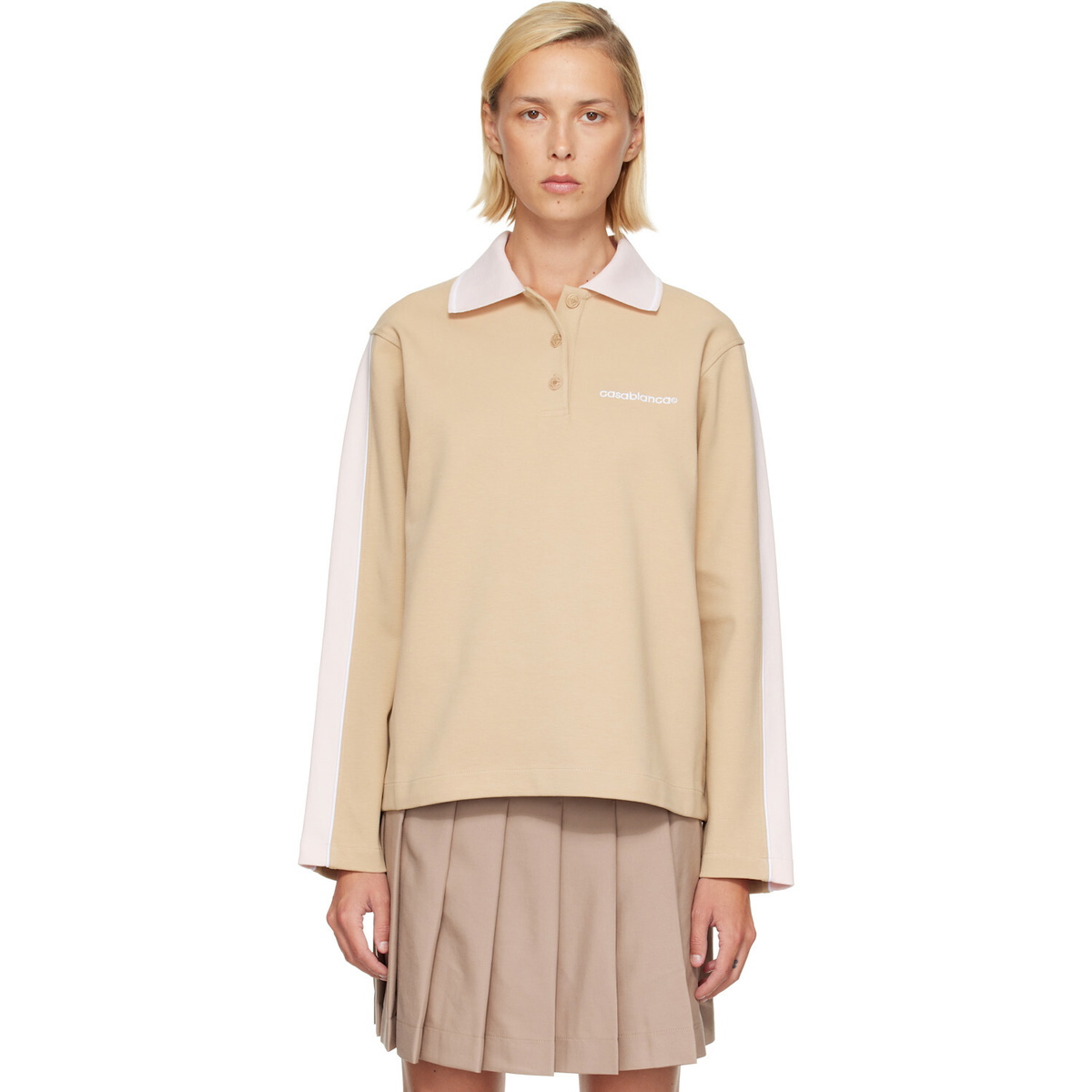 Casablanca Tan Punto Polo Collared Sweatshirt