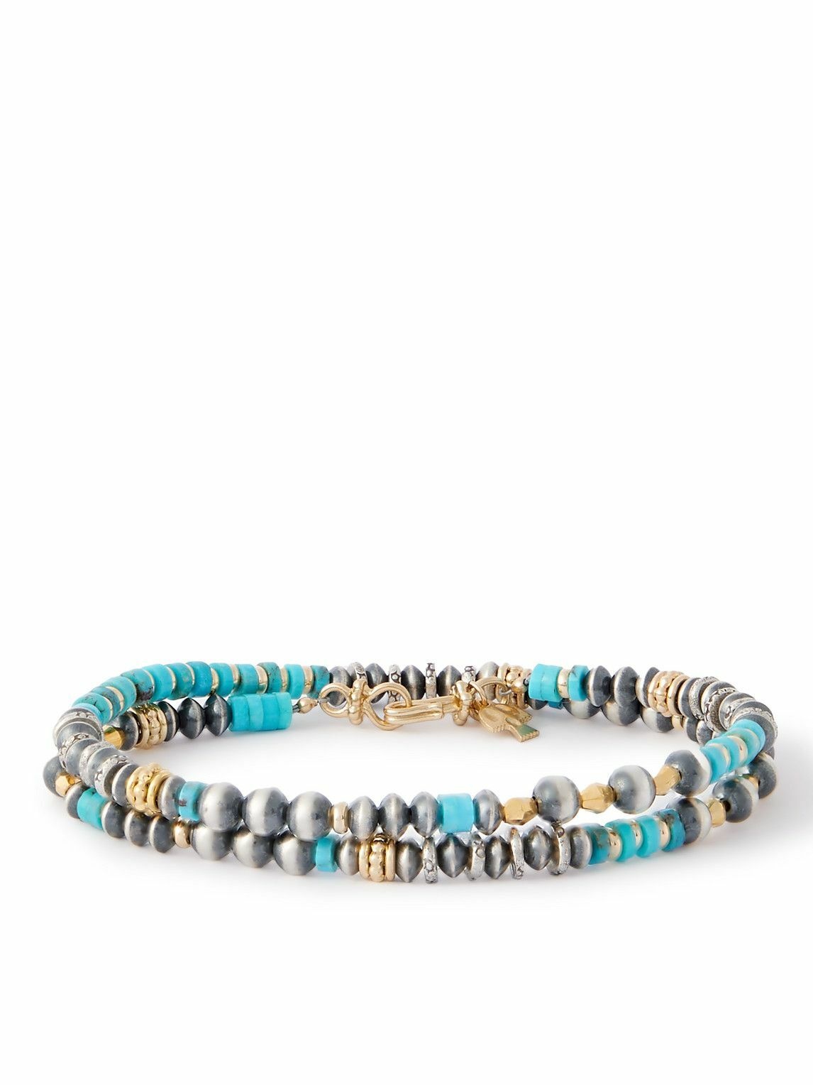 Photo: Peyote Bird - Le Mans Silver, Gold-Plated and Turquoise Beaded Wrap Bracelet
