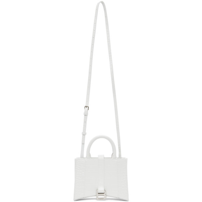 Balenciaga White Croc XXS Hourglass Bag Balenciaga