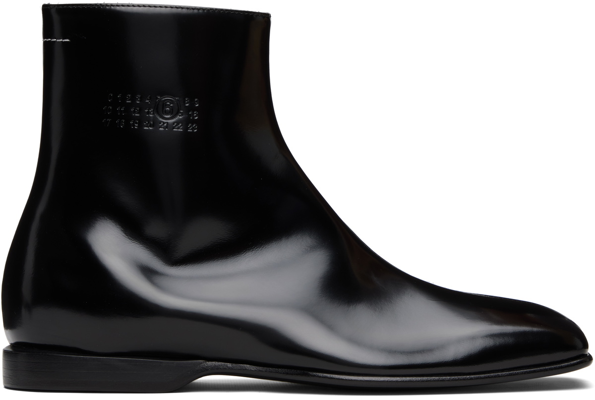 MM6 Maison Margiela Black Leather Ankle Boots