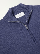 Mr P. - Rib-Trimmed Alpaca Half-Zip Sweater - Blue