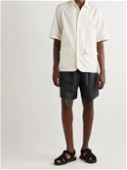 UMIT BENAN B - Wide-Leg Silk-Satin Drawstring Shorts - Black