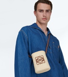 Loewe - Anagram leather-trimmed shoulder bag