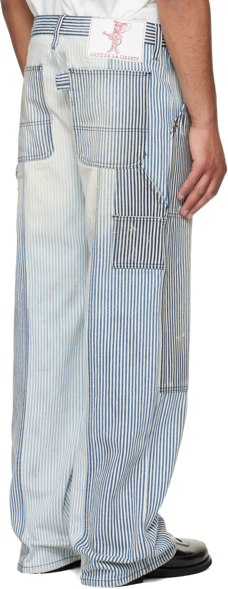 COÛT DE LA LIBERTÉ Blue & White Max Hickory Stripe Union Work Jeans