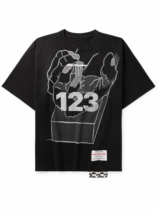 Photo: RRR123 - Passion Logo-Print Appliquéd Cotton-Jersey T-Shirt - Black