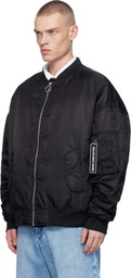 Versace Jeans Couture Black Logo Down Bomber Jacket