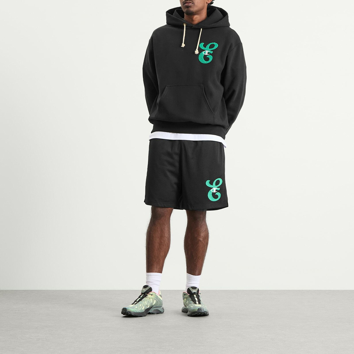 Champion for E by END. Hoodie 'Emerald' in Black