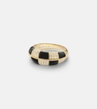 Yvonne Léon Alliance Damier 9kt gold ring with diamonds and onyx