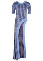 Rabanne Patterned Fine-knit Midi Dress Blue