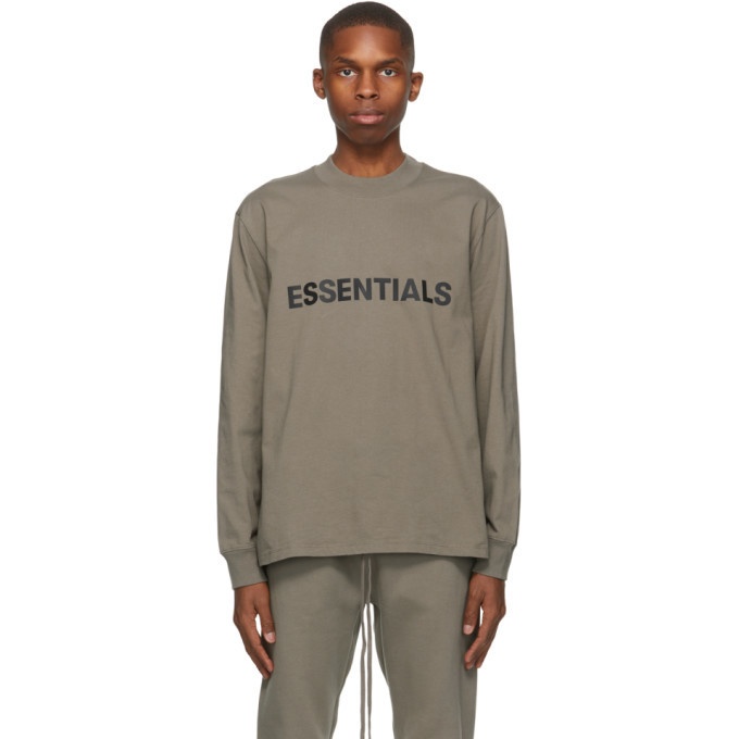 Photo: Essentials Taupe Logo Long Sleeve T-Shirt