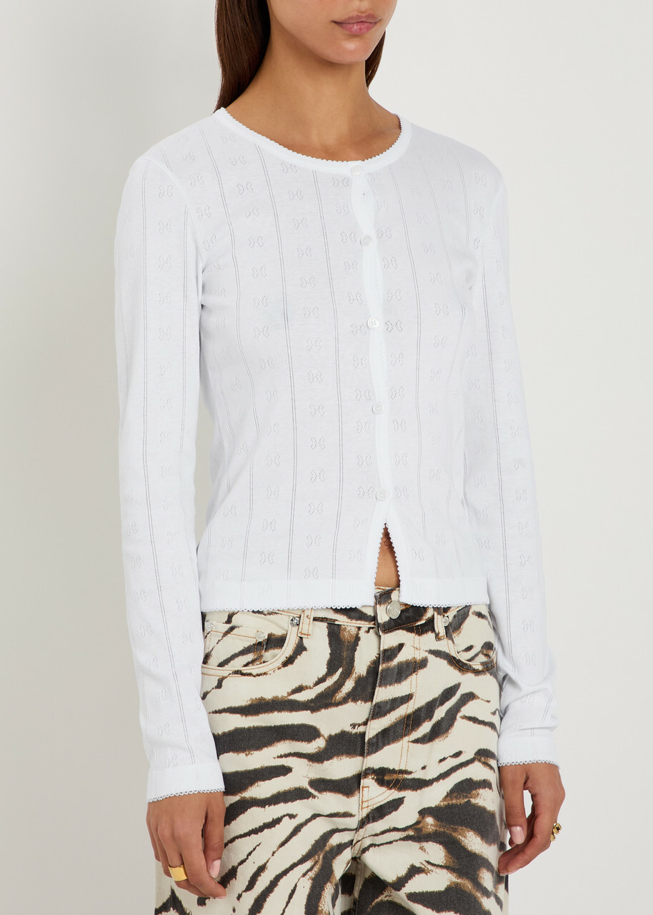 Ganni Pointelle Cotton top White