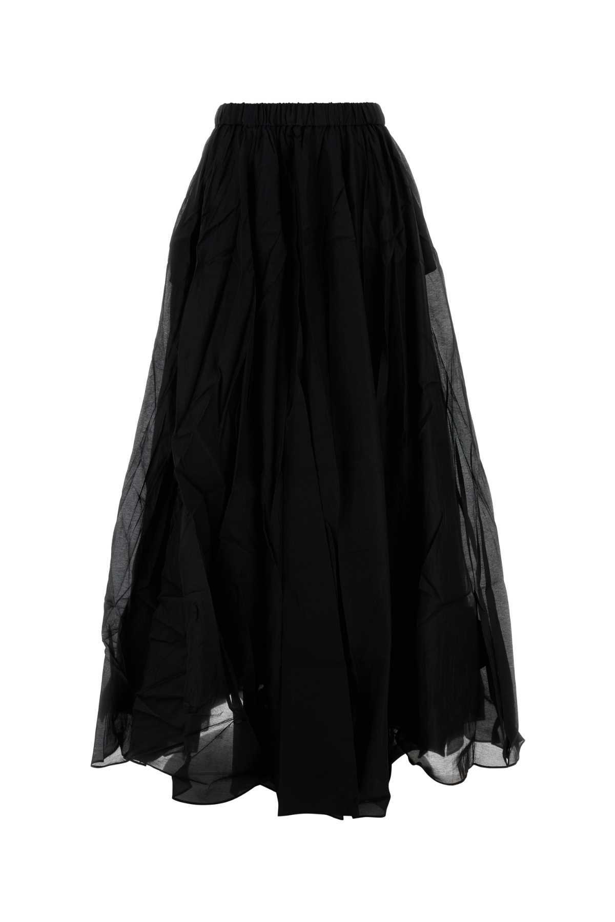 Black Cotton Blend Skirt