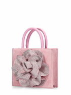 MACH & MACH - Flower Satin & Crystal Top Handle Bag