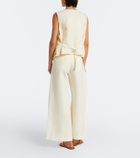 Xu Zhi Belted pleated silk and linen wide-leg pants