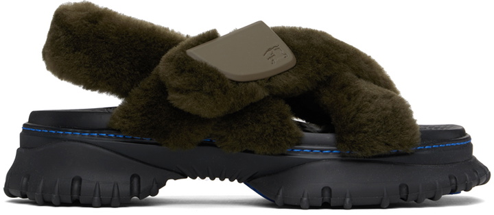 Photo: Burberry Green Shearling Pebble Sandals