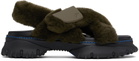 Burberry Green Shearling Pebble Sandals