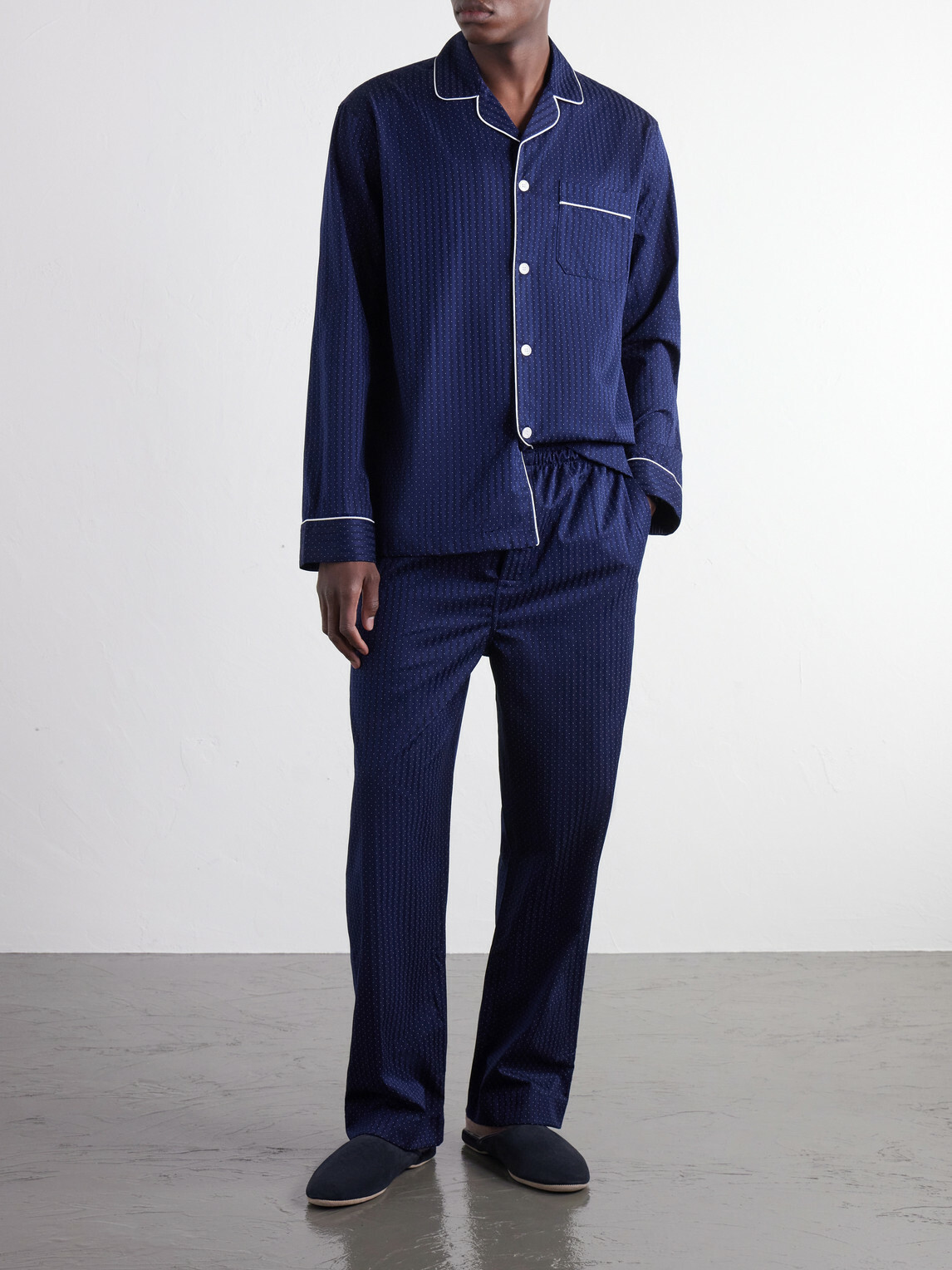 Derek Rose - Royal Printed Cotton-Poplin Pyjama Set - Blue