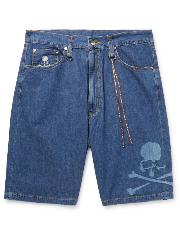 Photo: Mastermind World - Straight-Leg Logo-Embroidered Denim Shorts - Blue