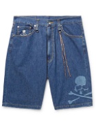 Mastermind World - Straight-Leg Logo-Embroidered Denim Shorts - Blue