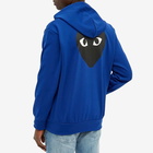 Comme des Garçons Play Men's Black Heart Full Zip Back Print Hoody in Blue