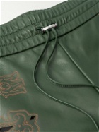 AMIRI - Straight-Leg Cutout Bandana-Print Leather Shorts - Green