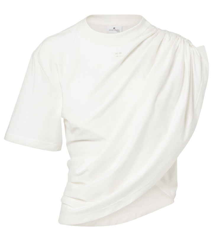 Photo: Courrèges Ruched asymmetric cotton jersey T-shirt