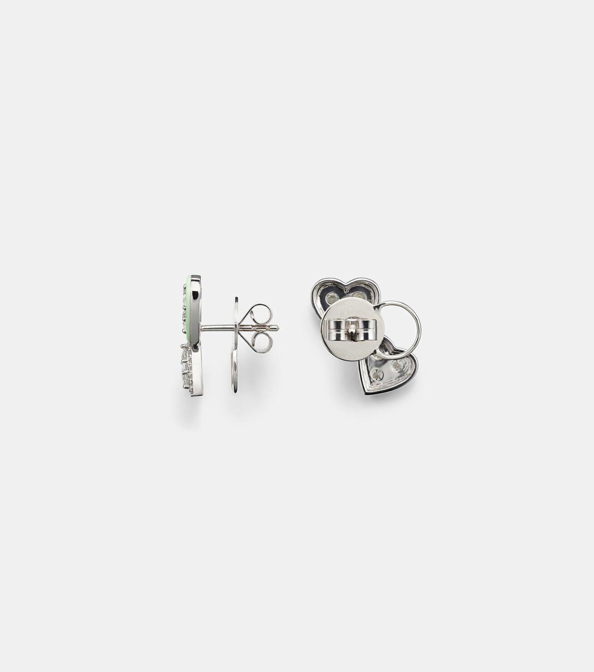 Kamyen 18kt white gold earrings with enamel and diamonds