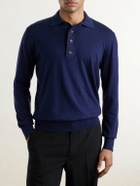 Eleventy - Cotton and Cashmere-Blend Polo Shirt - Blue