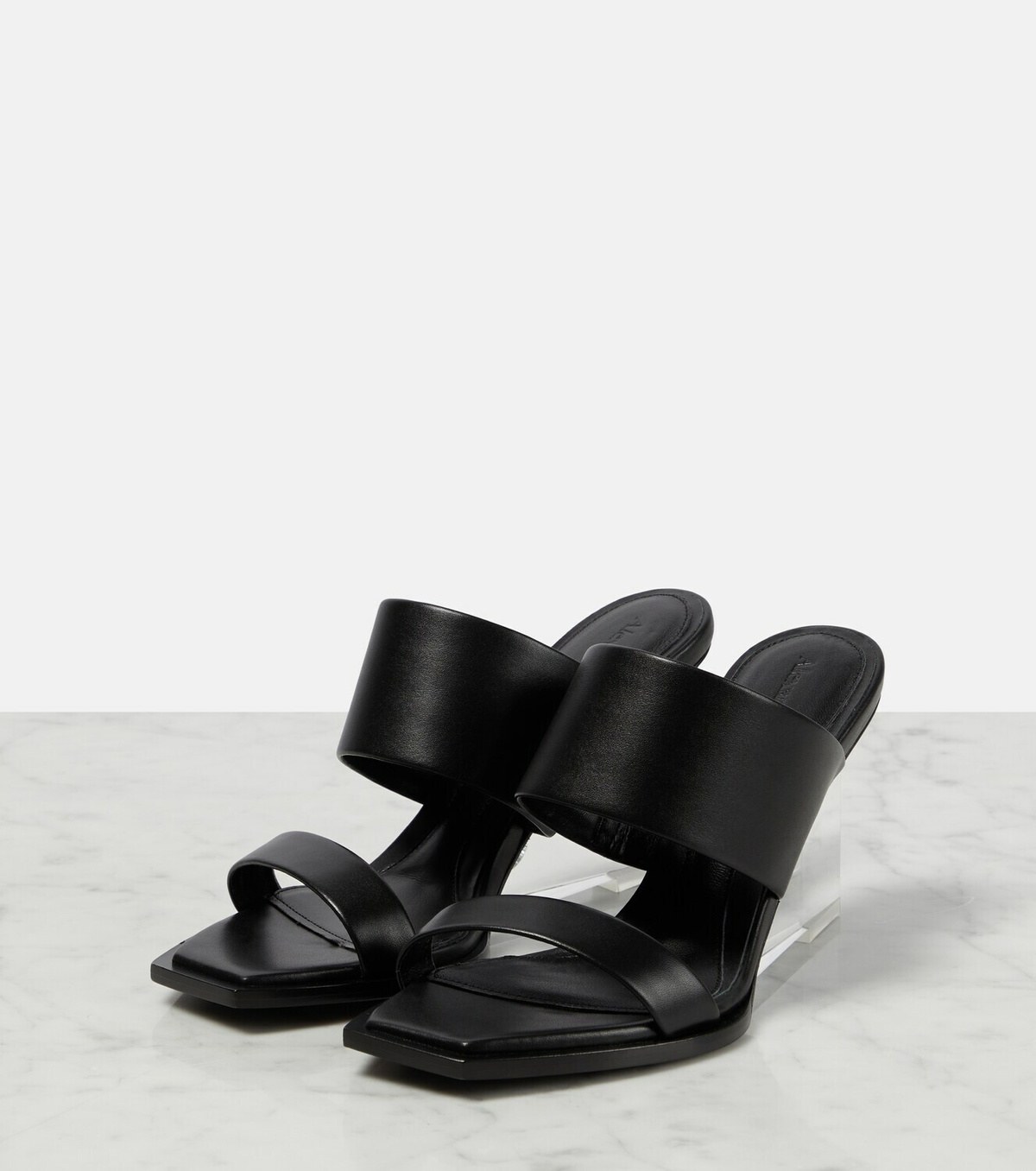サンダル・ミュール ALEXANDER MCQUEEN Black Leather Shard Mules Alexander McQueen - Shard wedge leather sandals Alexander