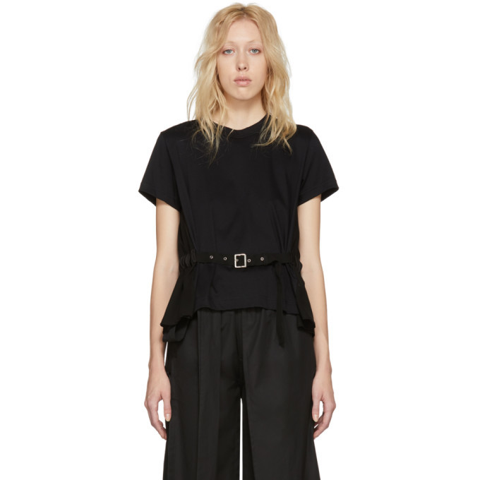 Noir Kei Ninomiya Black Panelled Belt T-Shirt Noir Kei Ninomiya