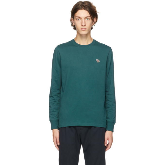 Photo: PS by Paul Smith Green Organic Zebra Logo Long Sleeve T-Shirt